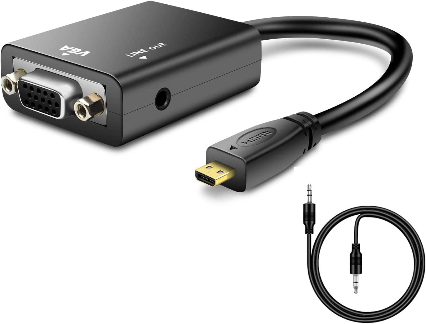 Ambassadør friktion smukke Micro HDMI to VGA Converter 1080P Gold Plated (Male to Female) with 3.5mm  Audio Jack, Compatible with Laptop, - Walmart.com
