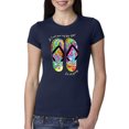 thumbnail image 1 of Wild Bobby, If I Can't Wear My Flip Flops I'm Not Going Colorful Sandals Streetwear Womens Slim Fit Junior Tee, Navy, X-Large, 1 of 3