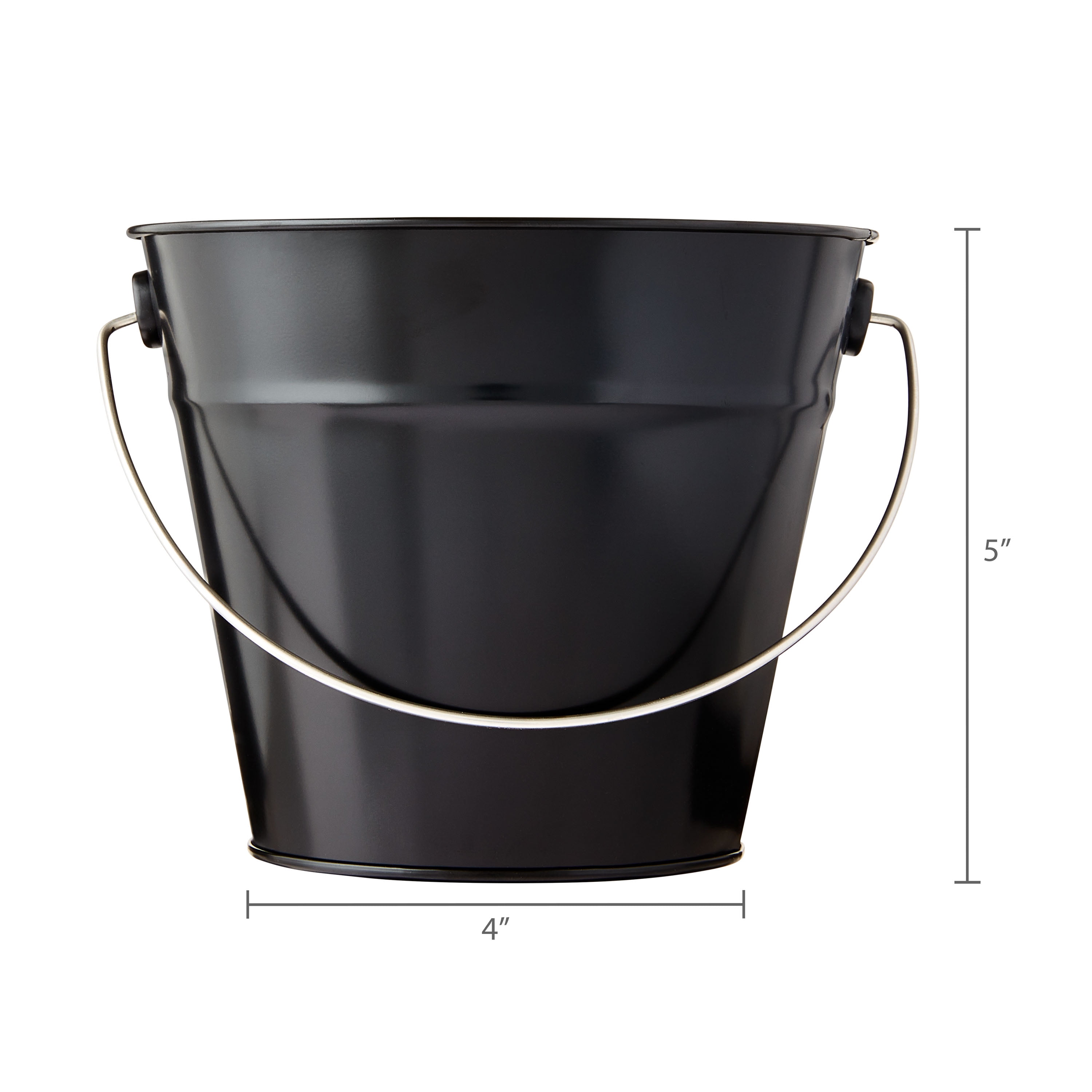 (2 pack) Black Tin Pail with Handle, 5", by Way To Celebrate, Party Favors