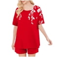 thumbnail image 4 of Ensembles de Pyjama pour Femmes à la Mode Décontractés Couleur Unie Manches Courtes Col Rond Haut et Pantalon de Détente, 4 of 6