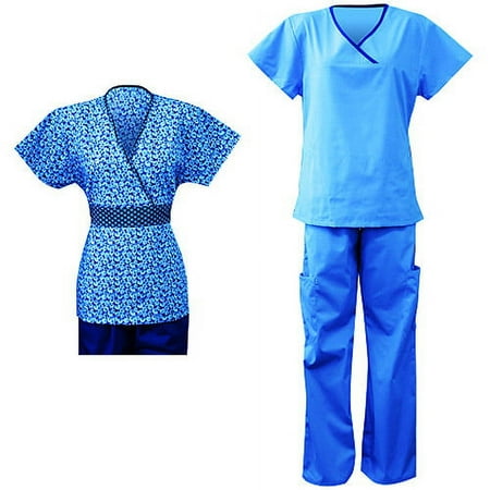 Scrub 3-Piece Combo Pack Pebble Garden and Ceil Contrast Set