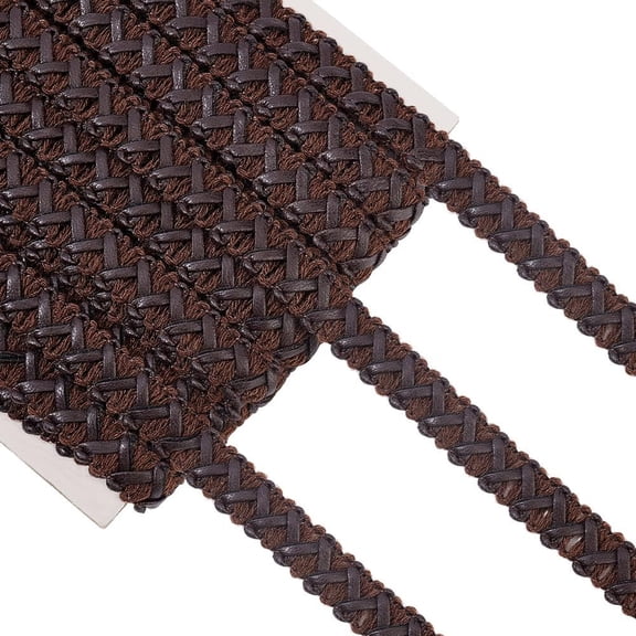15 Yard Leather Braid Trims Coconut Brown Flat Braid Strap Trim Lace Ribbon