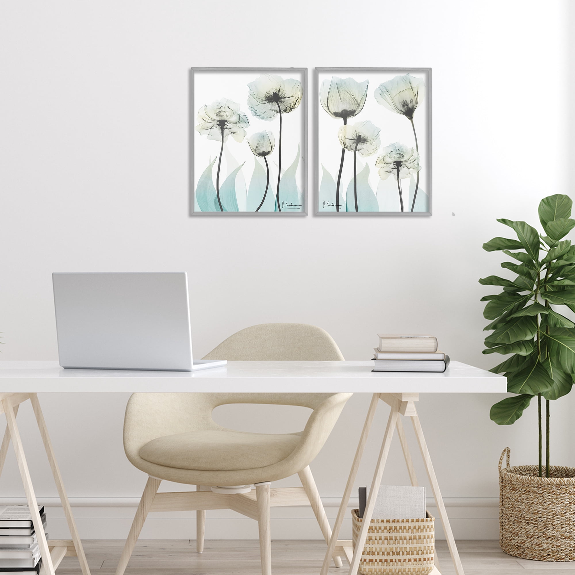 Stupell Industries Luxury Of Creation Flowers 2 Piece Gray Framed Giclee Art Set, design by Albert Koetsier