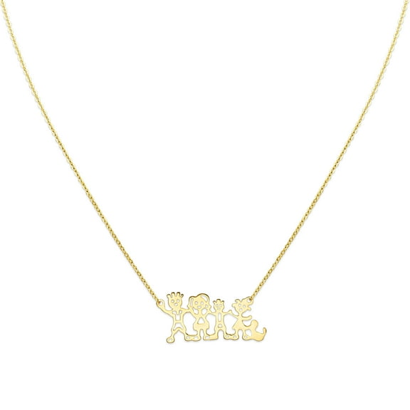 Wellingsale 14k Yellow Gold Polished Our Family Necklace - 18"