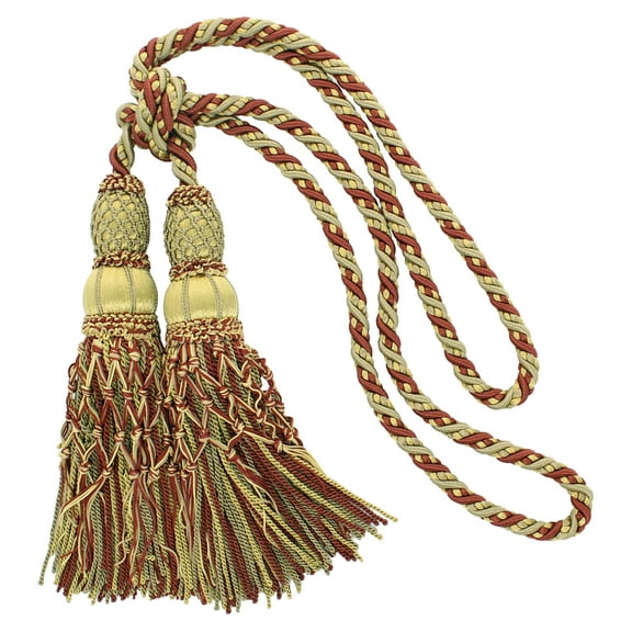 DECOPRO Exquisite Curtain & Drapery Double Tassel Tieback Elegantly Handcrafted to Perfection, Tassel Length 10" (25cm), Spread 38" (96.5cm) # TBEL102, #EL09 Set of 2