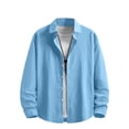 thumbnail image 2 of Aobny Cotton Tee Button Down Solid Mens Clothing Collared Polos Long Sleeve Mens Summer Shirts,Blue,S, 2 of 6