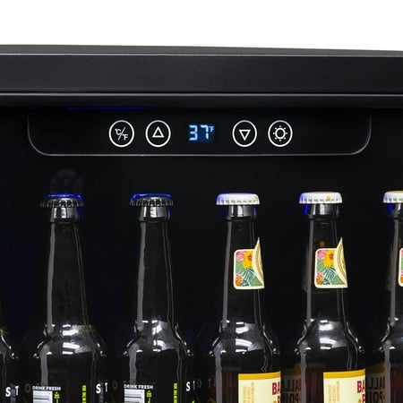 NewAir - 177-Can Built-In Beverage Cooler with Precision Temperature Controls and Adjustable Shelves - Black Stainless Steel