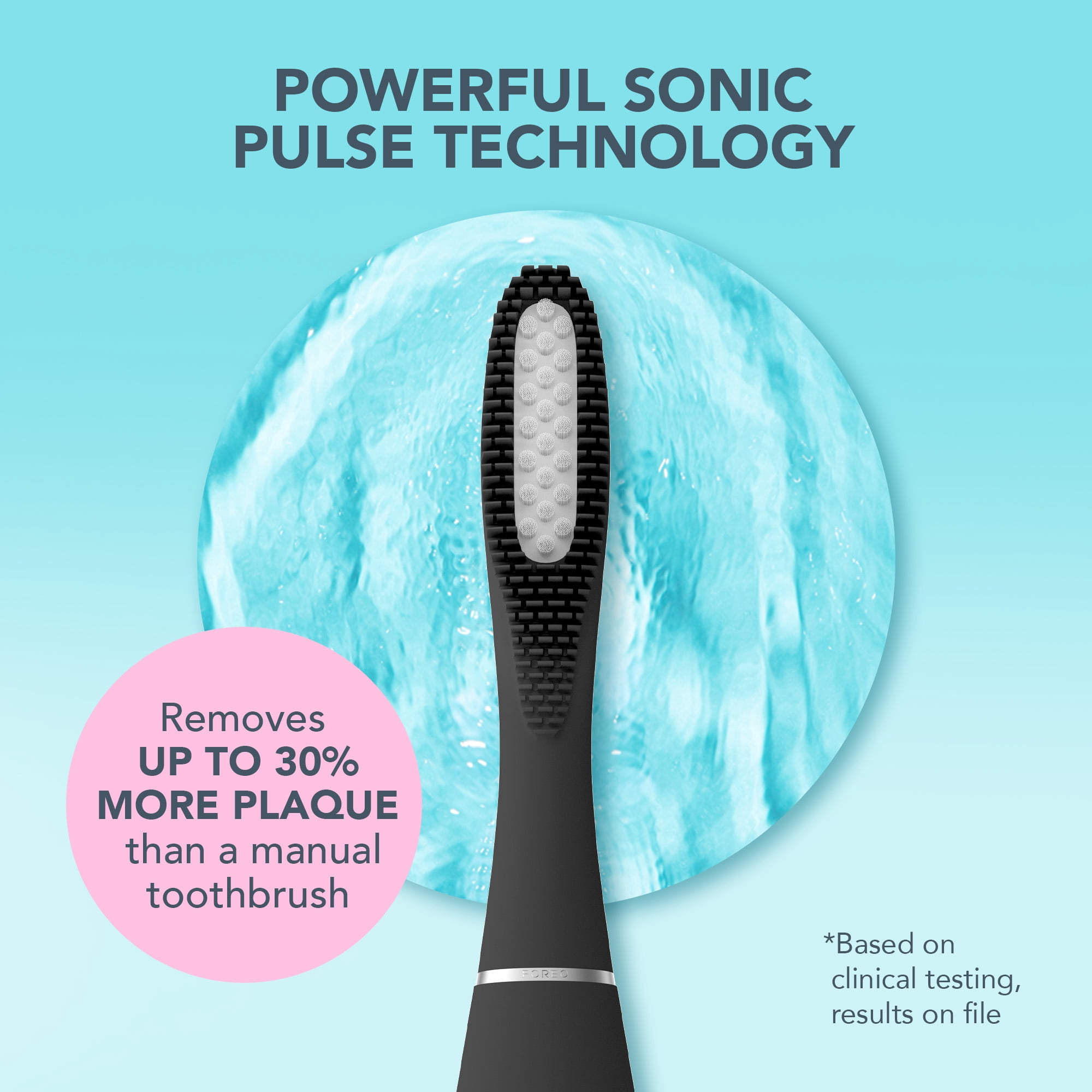 FOREO ISSA 3 Electric Toothbrush Bundle – 4-in-1 Silicone Cleaning, 2 Brush Heads, Rechargeable, Black