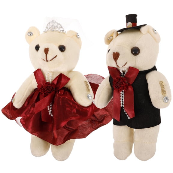 HONMEET Plush Bear Bouquet Pair for Valentines Day Wedding Anniversary Party Decoration Accessories