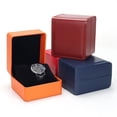 thumbnail image 3 of PU Leather Watch Box with Pillow Round Corners Wristwatch Display Case Organizer for Women Men Watch Jewelry Bracelet Storage Box, 3 of 9