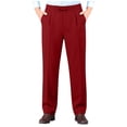 thumbnail image 5 of sdhkgrrt Men Plus Size Elastic Waist Dress Pants with Pockets Solid Office Business Work Casual Straight Leg Pants Regular Fit Breathable Long Palazzo Trousers, Red L, 5 of 7