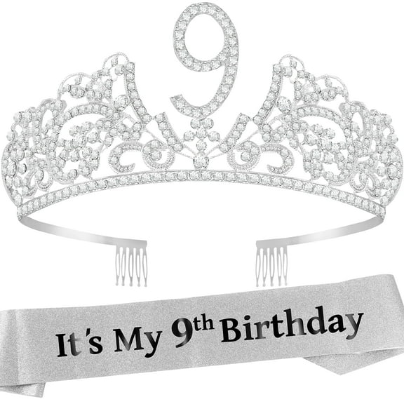 Meant2Tobe | 9Th Birthday Gifts For Girl 9Th Birthday Tiara And Sash 9Th