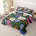 thumbnail image 3 of Homewish Colorful Boho Floral Quilt King,Vintage Daisy Flowers King Coverlet Set,3pcs, 3 of 7
