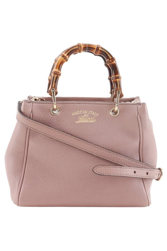 Pre-Owned Gucci Bamboo Mini Shopper Handbag/Shoulder Bag (368823) - Calfskin, Pink Women's