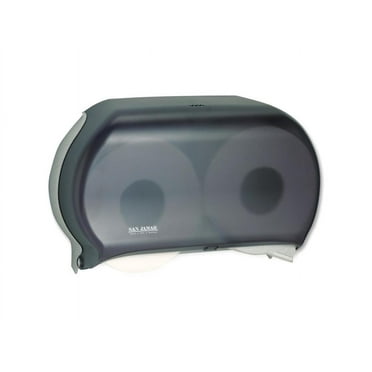 San Jamar Twin 9" Jumbo Tissue Dispenser, 19 x 5 1/4 x 12, Transparent Black Pearl