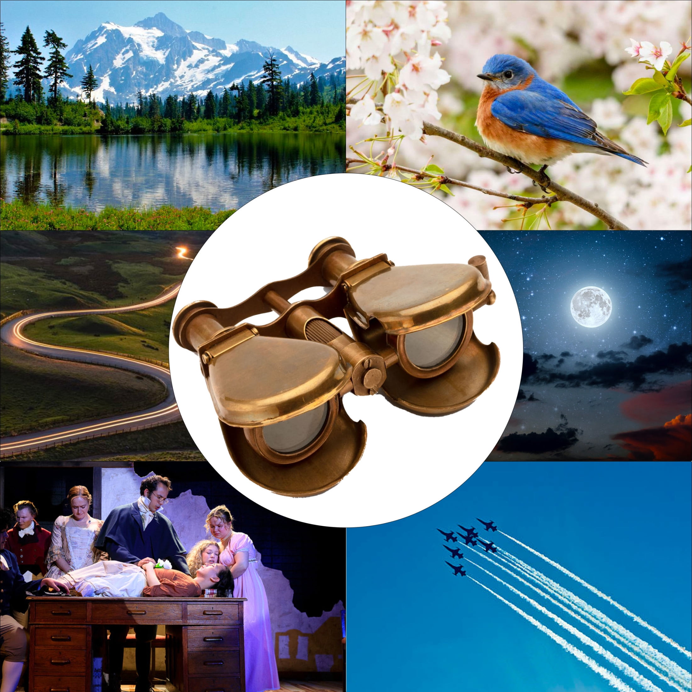 Kings County Tools Compact Brass Folding Binoculars for Opera and Hiking
