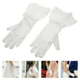 thumbnail image 2 of Guantes de boda de satén elegantes con detalle de lazo, accesorios largos para novias, fiestas de té y eventos formales, color blanco, 2 of 8