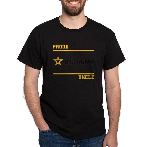 CafePress - Proud Army Uncle Black And Gold T Shirt - Men's Classic Graphic Cotton T-Shirt