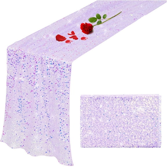Dalrosia Glitter Table Runner Sequin Table Runner for Christmas Baby Shower Wedding Birthday Party Ceremony Table Decorations, 12x108in