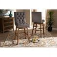thumbnail image 6 of Transitional Grey Fabric Upholstered and Walnut Brown Finished Wood 2-Piece Swivel Bar Stool Set, 6 of 6