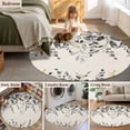thumbnail image 5 of Round Area Rug 4 Ft, Grey Eucalyptus Washable Non-Slip Circle Carpet for Living Room/Bedroom, Farmhouse Weeping Leaves on Linen Low-Profile Crawling Mats Collection Rugs for Indoor, 5 of 8