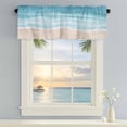 thumbnail image 5 of Summer Blue Beach Window Valance for Kitchen, Coastal Nautical Watercolor Gradient Ocean Waves Rod Pocket Short Curtain for Small Windows, Light Filtering Decorative Valance, 60 x 18 Inch, 5 of 9