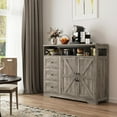 thumbnail image 6 of 47" L Farmhouse Buffet Storage Cabinet with 3 Drawers and 2 Adjustable Shelf, Sideboard with Charging Station, Grey, 6 of 9