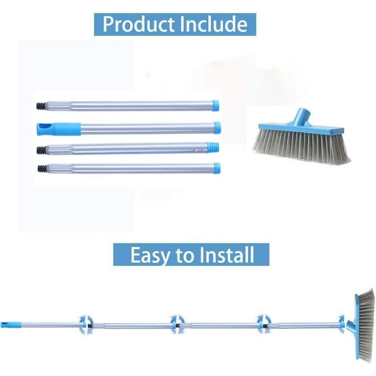 Floor Scrub Brush with Long Handle - 48' Stiff Bristle Shower Deck