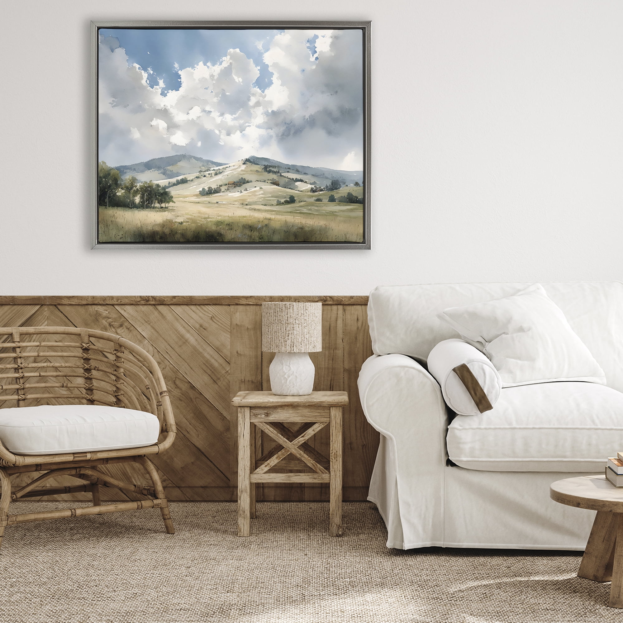 Stupell Industries Tranquil Hills Meadow Gray Framed Floater Canvas Wall Art, design by Franklyn Gregory