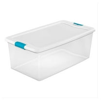 LoKii Storage Box Clear Latching 106 Quart - Heavy Duty Plastic Organizer Containers with Lid for Home, Garage, Holiday Decorations, Clothes, Toys - Stackable & Secure