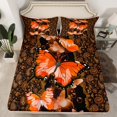 thumbnail image 2 of Manfei Romantic Orange Butterfly Full Size Sheets for Adult, Mandala Paisley Print Bed Sheets, Valentines Day Sheet Sets, Luxury Bedroom Decor, 4pcs, 2 of 7