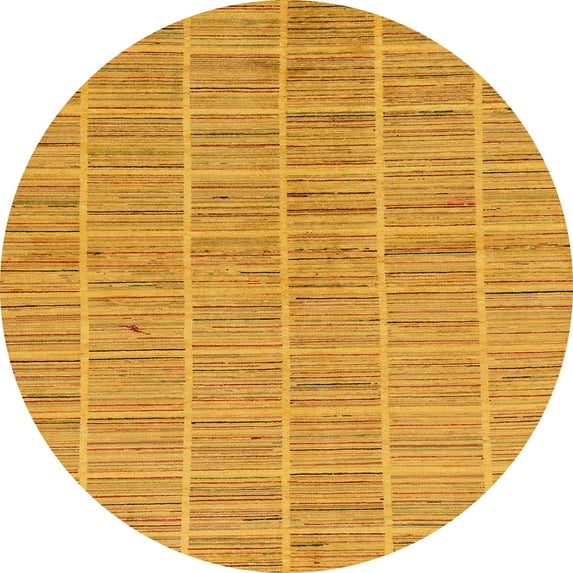 Ahgly Company Indoor Round Abstract Orange Checkered Area Rugs, 8' Round