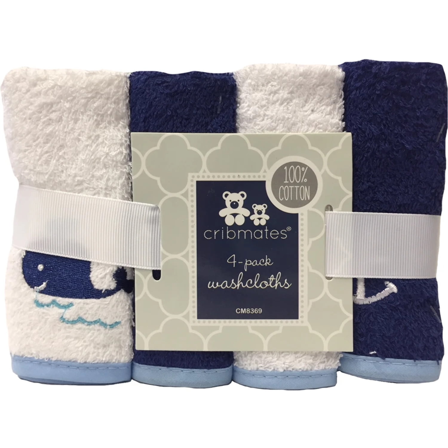 Blue Tan Colormate Multi-Color 8-Pack Washcloths Set Grey 