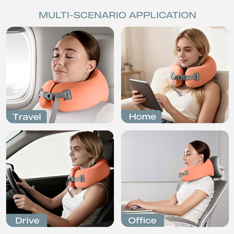 Skechers Memory Foam U-Shaped Travel Neck Pillow, Orange photo 5