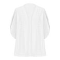 thumbnail image 5 of Women's Kimono Cardigan 3/4 Sleeve - Eyelet Beach Cover up Vacation Top | Baberdicy | Womens Kimono Cardigans Eyelet Bathing Suit Cover up Solid Beach (White | XXL), 5 of 6