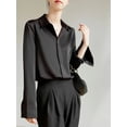 thumbnail image 5 of Blusa de satén de manga larga para mujer, camisas de Color sólido a la moda francesa, ropa de oficina para mujer, camisas elegantes para mujer, ropa coreana para mujer, 5 of 5