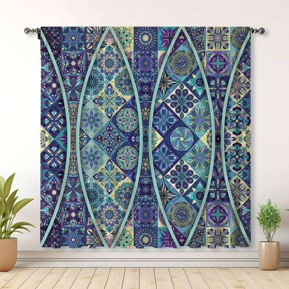 Boho Style Curtains, Boho Pattern Curtains, Bedroom Blackout Curtains, Suitable For Living Room And Bedroom Decoration(Rod pocket)