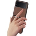 thumbnail image 5 of for Samsung Galaxy Z Flip 4 Case with Ring Holder Slim Fit Leather PC Hard Protective Phone Case Compatible with Galaxy Z Flip 4 5G 2022-Brown, 5 of 12