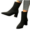 thumbnail image 2 of LOVZFMLL Boots for Women Ankle Chelsea Boots Pointy Toe Slip Resistant Mid Block Heel Knit Casual Comfort Fall Winter, 2 of 9