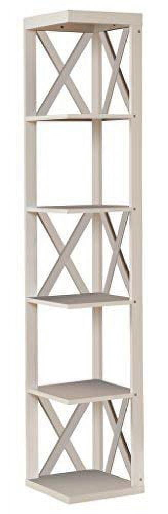Kings Brand Furniture 5 Tier Corner Bookcase with Crisscross design for Living Room Office, White