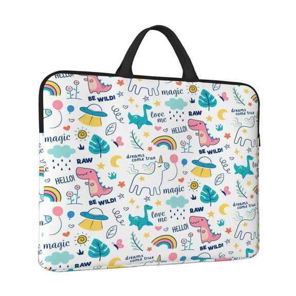 Laptop Sleeve Bag For Men Women 14inch Waterproof Durable Protective Computer Carrying Cover Handle Laptop Case Bag Cartoon Cute Dinosaur