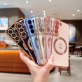 thumbnail image 6 of Compatible with Magsafe Case for Samsung Galaxy S21 6.2 '',Heart Pattern Electroplated Design Soft TPU Shockproof Protective Full Camera Lens Protection Magnetic Case-Deep Purple, 6 of 12