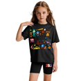 thumbnail image 5 of CCRFTGI 250th Anniversary Summer Outfits for Kids Girls Size 10-12 2 Piece Outfits Patriotic Happy America 250 T Shirt and Biker Shorts July 4th Celebration Activewear Black 3-4 Years, 5 of 6