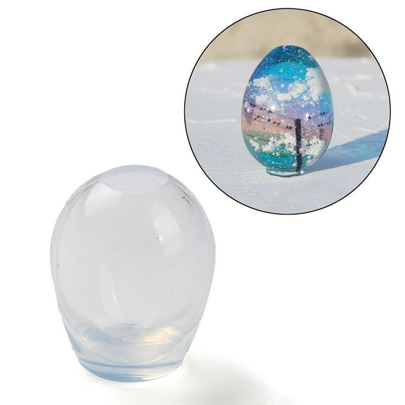 1pc 3D Mini Egg Display Decoration Silicone Molds Resin Casting Molds for UV Resin & Epoxy Resin Craft Making WhiteSmoke 24x30mm