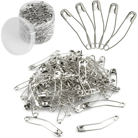 Quilting Curved Safety Pins for Quick Basting, Size 3, 100 Count Silver