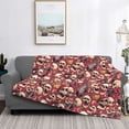 thumbnail image 2 of Honeii Skull record Guitar music print throw blanket, crafted from cozy cotton flannel, offers versatile home decor as a bedding suitable for all seasons.-80"x60", 2 of 6