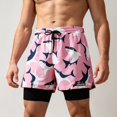 thumbnail image 2 of MYAOYI Mens Shorts Quick Dry 2 in 1 Running Shorts Printed Swim Trunks with Pockets, 2 of 6