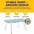 thumbnail image 4 of Blue Starfish Anchor Table Cloths for 8 Foot Rectangle Tables, Summer Coastal Teal Waves Stripe Patio Waterproof Elastic Fitted Tablecloths, Washable Rectangular Table Cover for Camping, 4 of 8