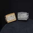 thumbnail image 4 of Iced Out Men's Ring 14K Yellow Gold Cubic Zirconia Bling Big Square Rings For Men Rapper Hip Hop Jewelry, 4 of 7