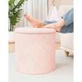 thumbnail image 7 of PINPLUS 16.9" Storage Ottoman with Tray Collapsible Foot Rest Stool Seat for Living Room Pink,Sherpa Fabric, 7 of 7